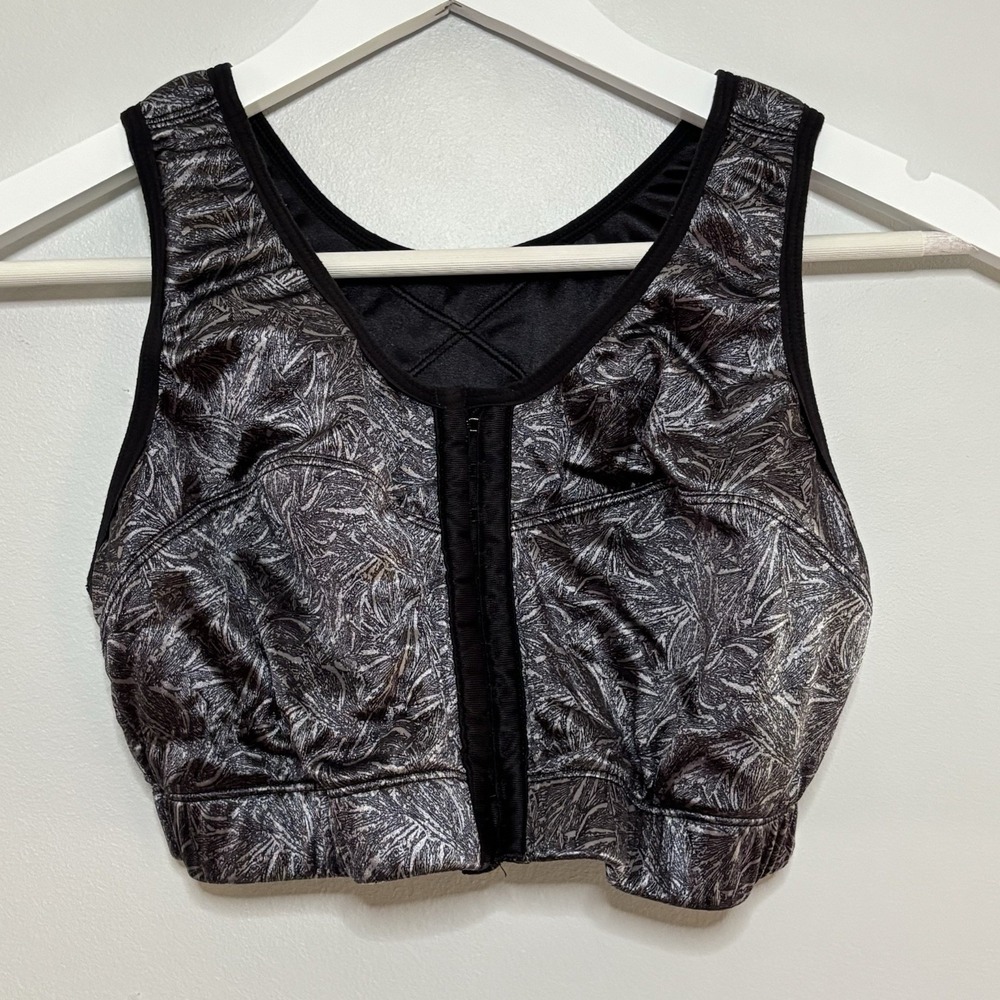 ENELL Full Coverage High Impact Sports Bra Black Silver Back Support Womens 2